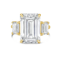 Diana M Jewels - 12.00 Ct Lab Grown Diamond Emerald-cut Three Stone Ring With 1.50 Ct On Sides