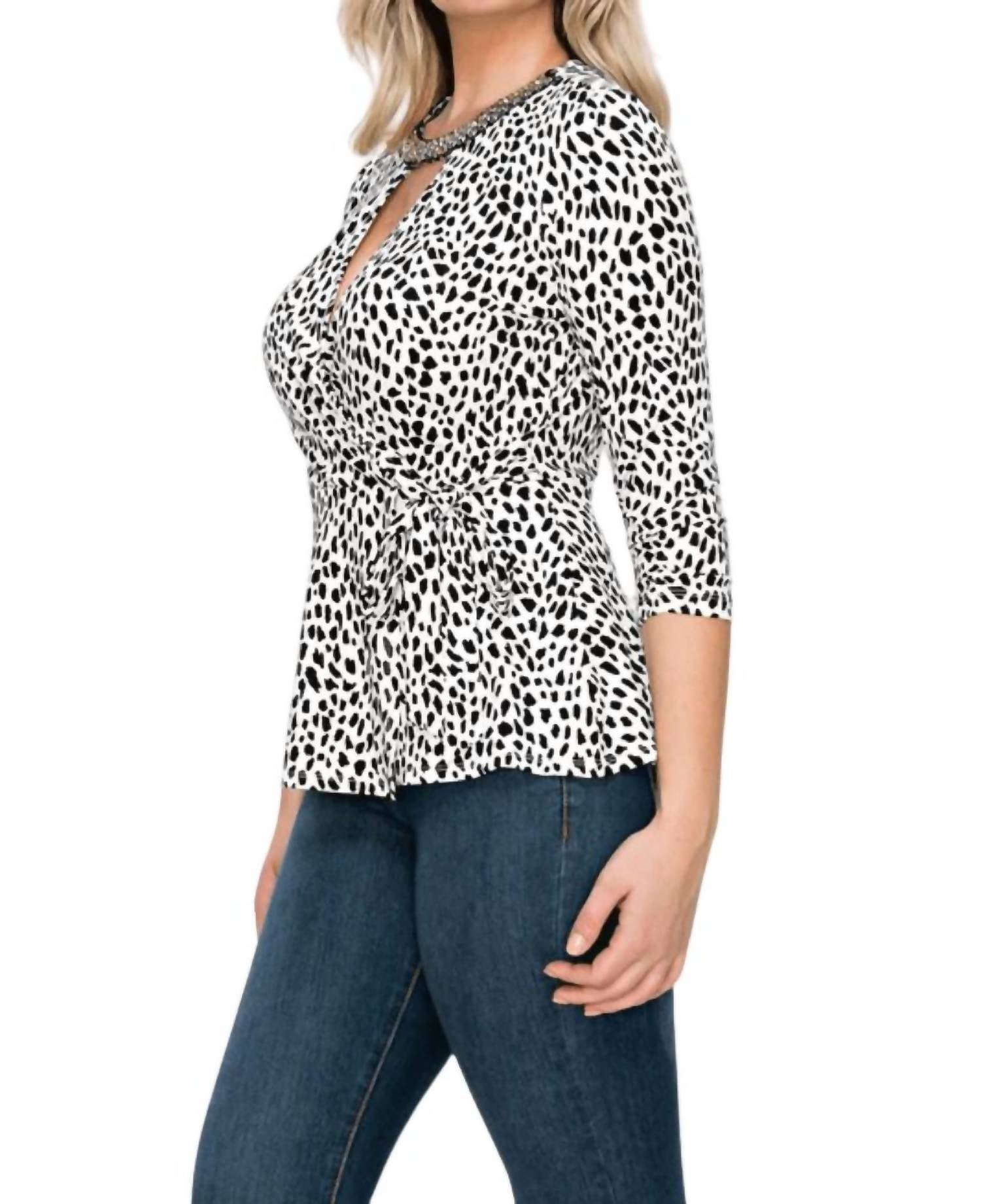 Perseption Concept - Aspen Embellished Neck Collar Peplum Top