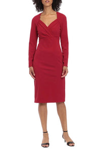 Maggy London - Sweetheart Neckline Midi Sheath Cocktail Dress