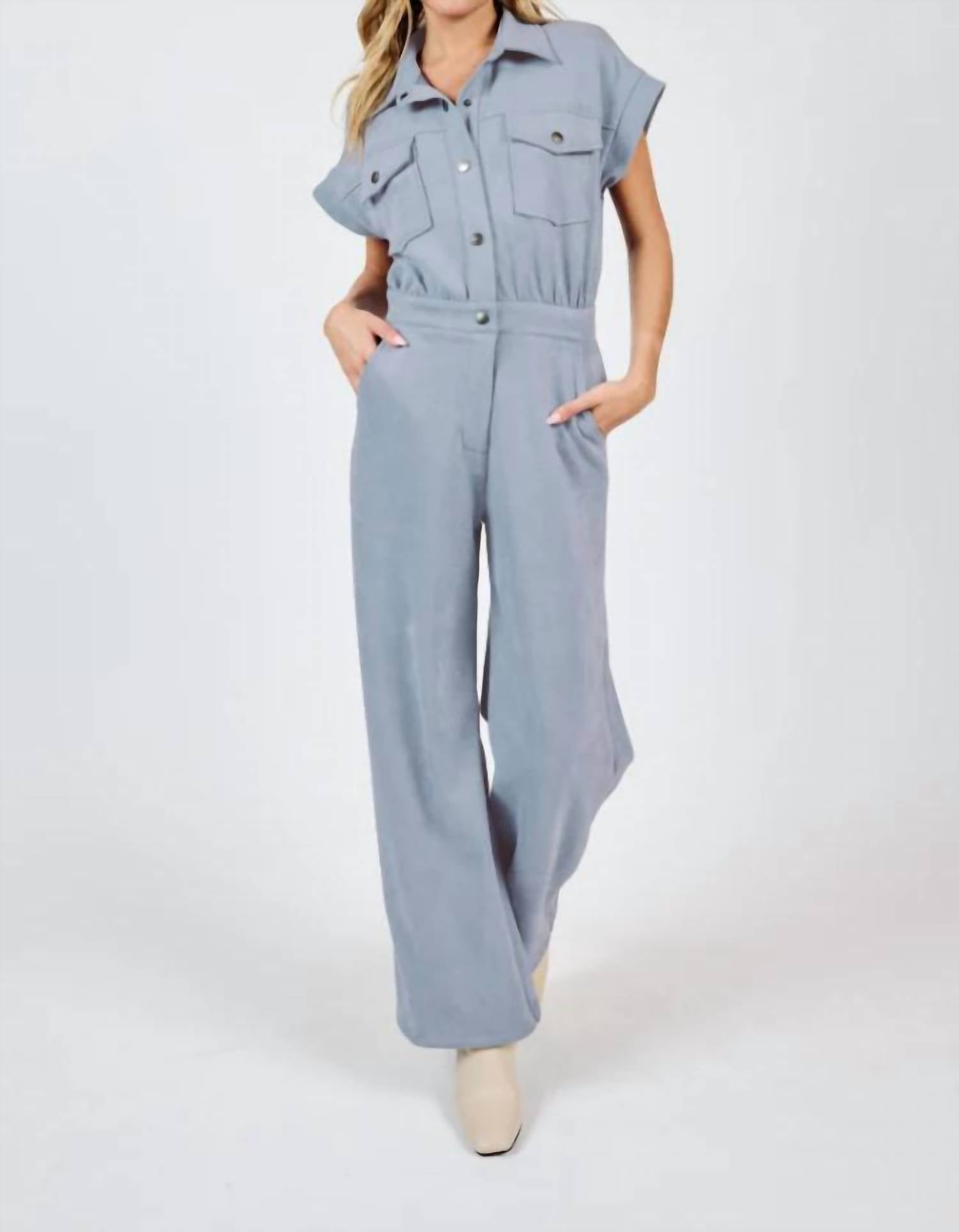 Sadie & Sage - Align Faux Suede Utility Jumpsuit