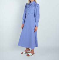 John Abgin - Cotton Striped Criss-Cross Midi Shirt Dress