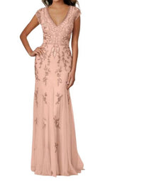 Adrianna Papell Floral Beaded Dress in rose gold - women's dress
