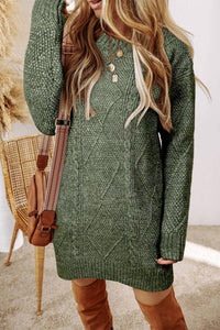 Little Daisy Closet - Cable Knit Drop Shoulder Loose Fit Sweater Dress - Plus