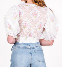 for Love & Lemons Diana Patchwork Top in white - women's t-shirt - alternate view