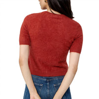 Autumn Cashmere Cropped Short Sleeve Crew Tee in ginger - women's t-shirt - detail view