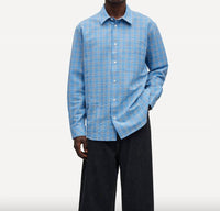 SAMSOE Men's Sadamom Shirt in blue jasper check - men's shirt