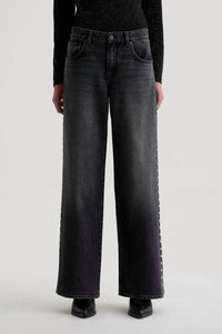 Ag Jeans - Adria Studded Low-rise Wide Leg Jeans