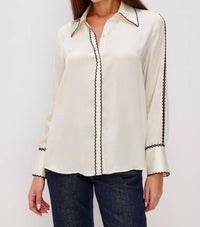 Rails Aloise Long Sleeve Top in ivory - women's long sleeve top - detail view