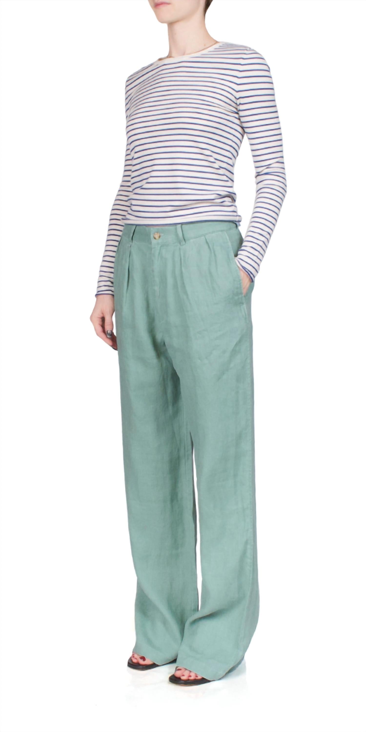 Denimist - Double Pleat Wide Leg Chino Pants