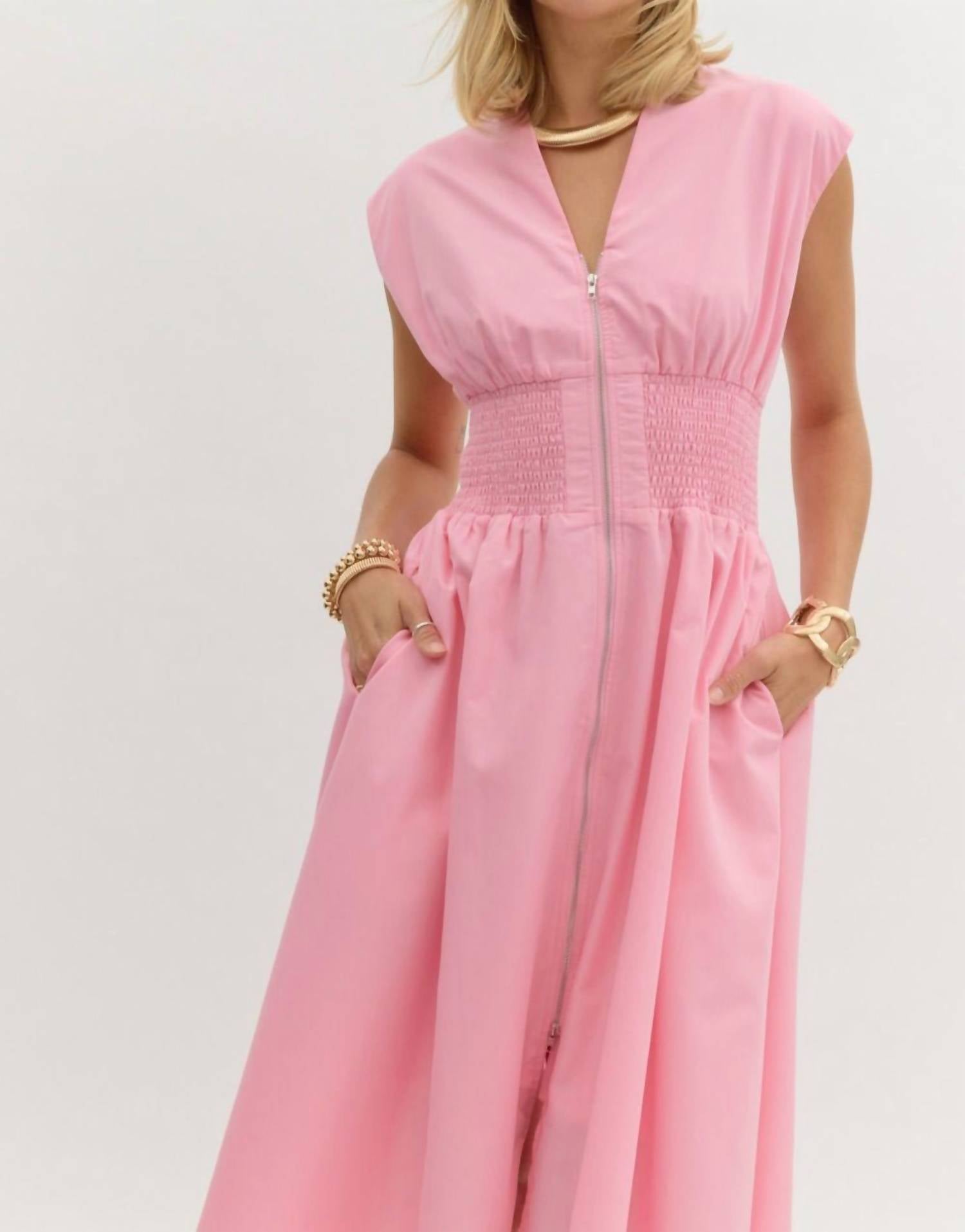 entro Sloane Midi Dress in pink - women's dress - view 4