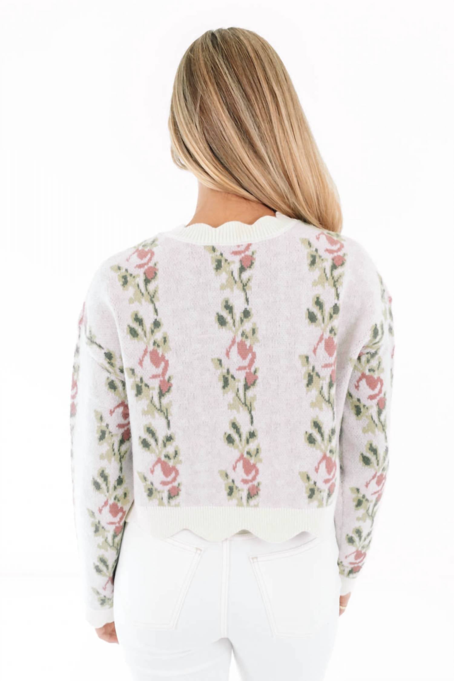 MABLE Rosy Sweater Top in cream - women's sweater - alternate view