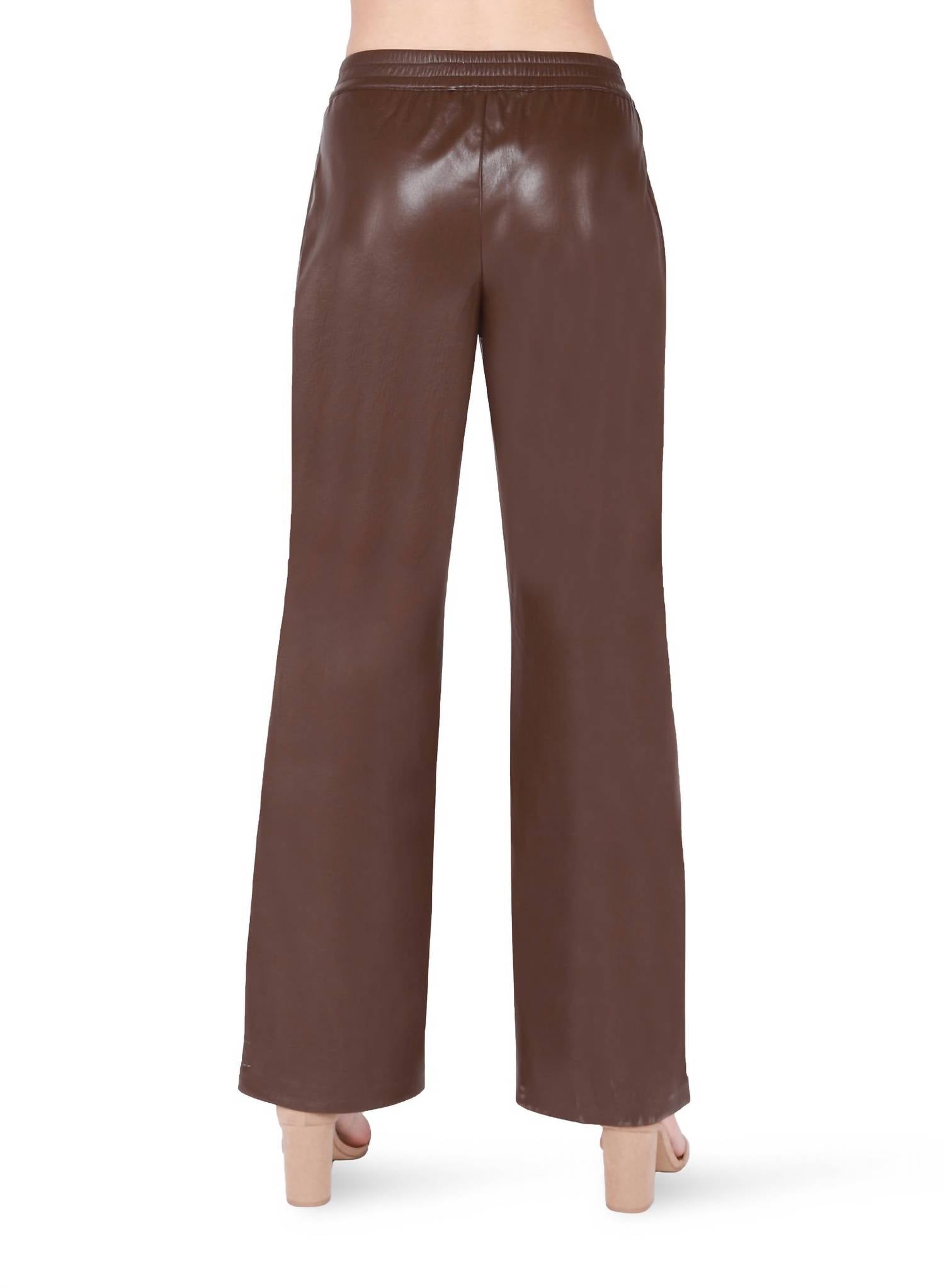 Dex - PULL ON FAUX LEATHER WIDE LEG PANTS