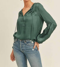 Reset By Jane - Long Sleeve Neck Tie Blouse