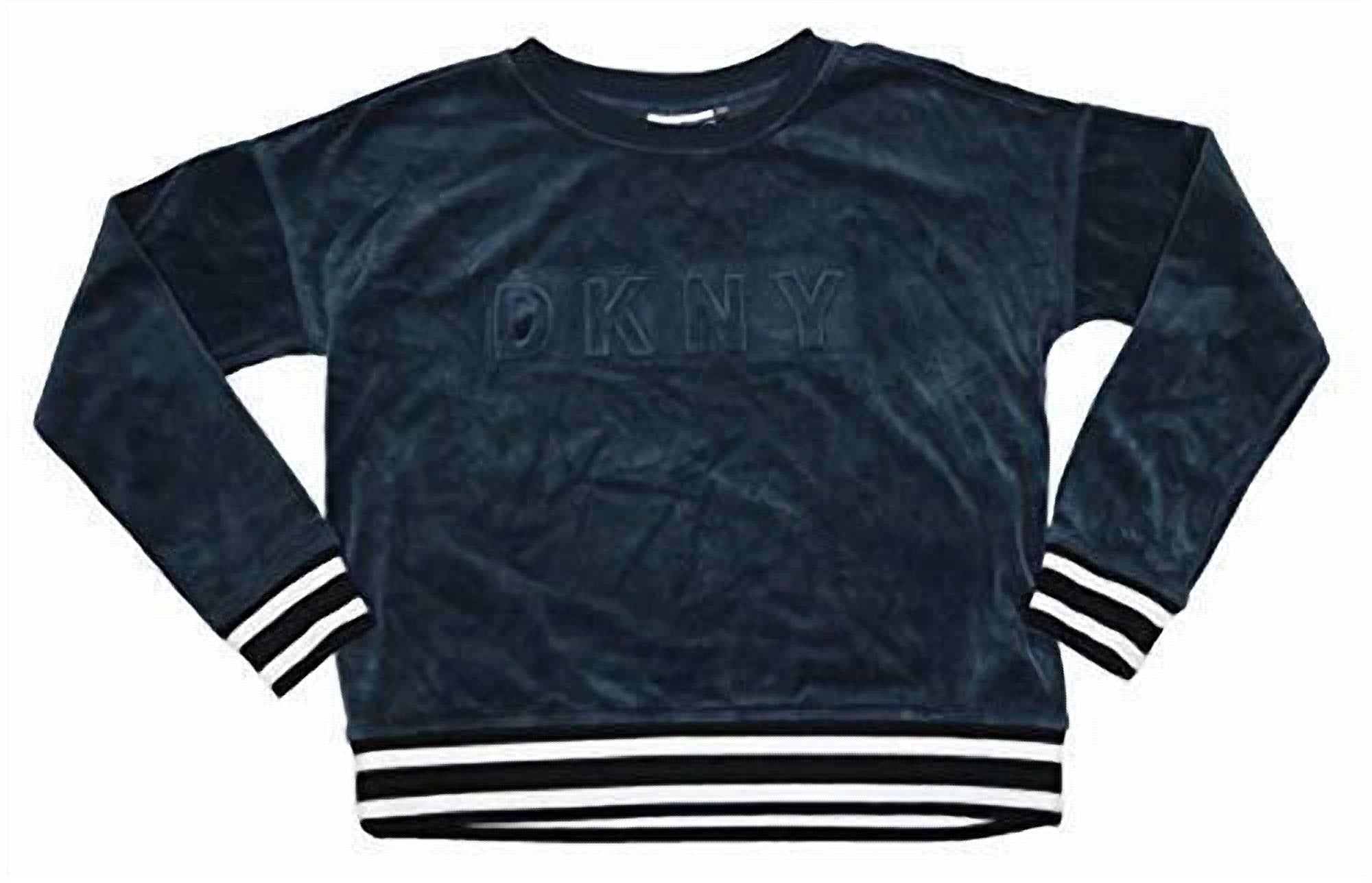 Dkny - Women's Sport Boxy Fit Velour Long Sleeve Raised Logo Sweatshirt