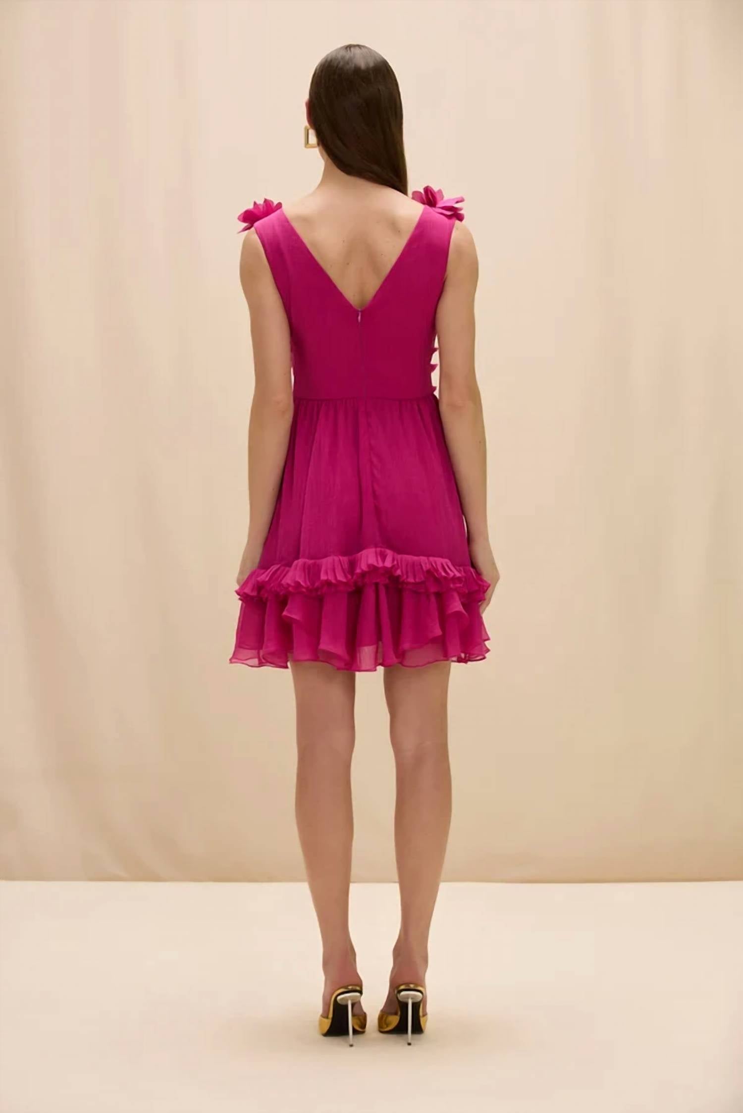 Patbo - Chiffon Carmen Flowers Mini Dress