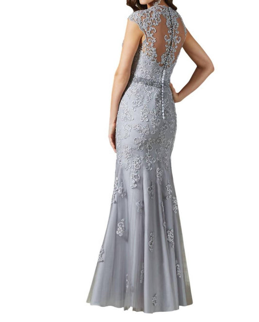 Mgny - Beaded Lace Applique On Net Dress