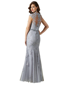 Mgny - Beaded Lace Applique On Net Dress