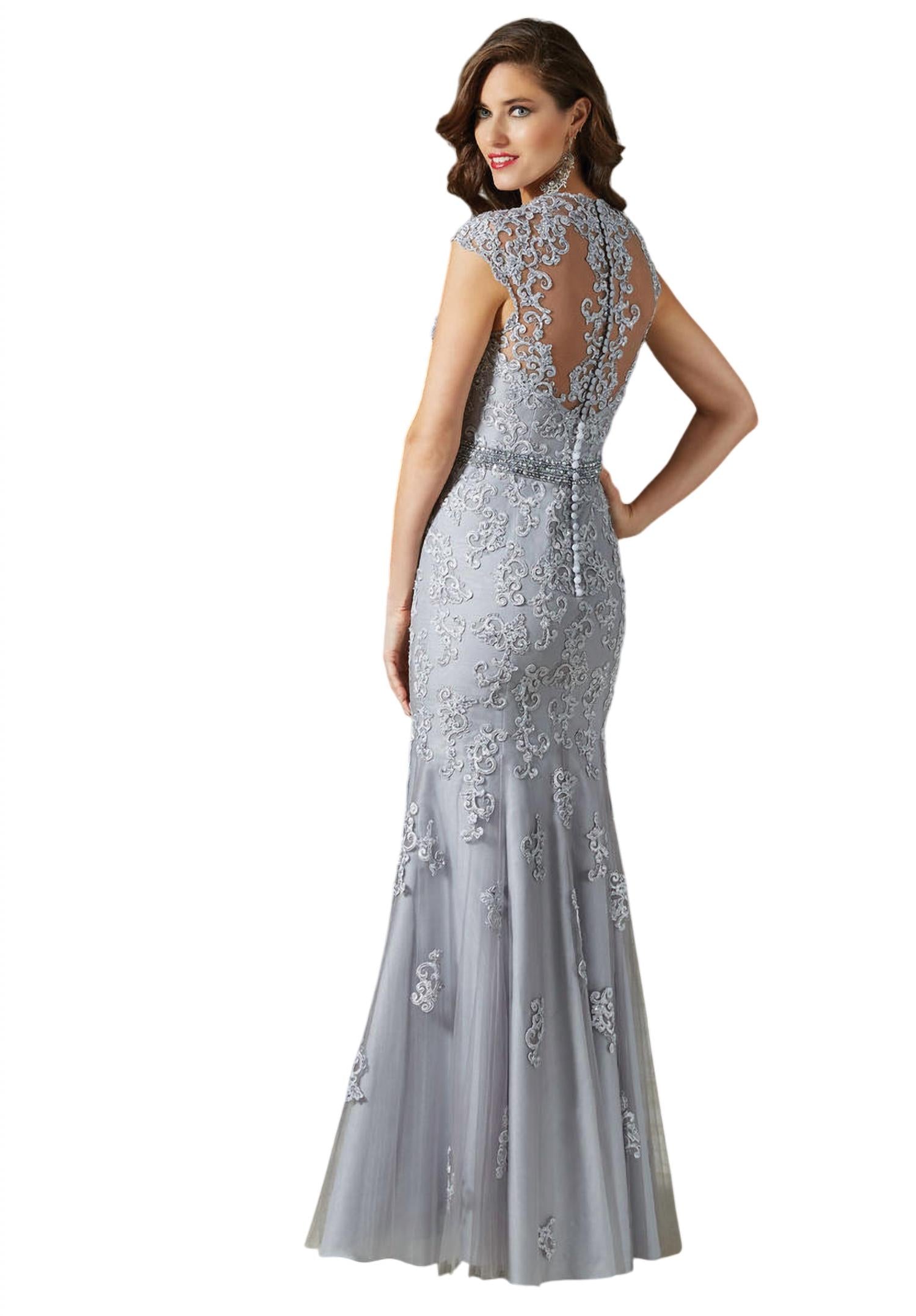 Mgny - Beaded Lace Applique On Net Dress