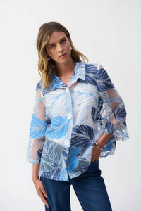 Joseph Ribkoff - Women's Novelty Leaf-print Trapeze Jacket