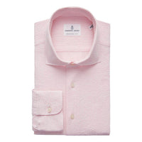 Emanuel Berg Byron Textured Crinkle Pin Stripe Shirt in light pastel pink - men's shirt - alternate view