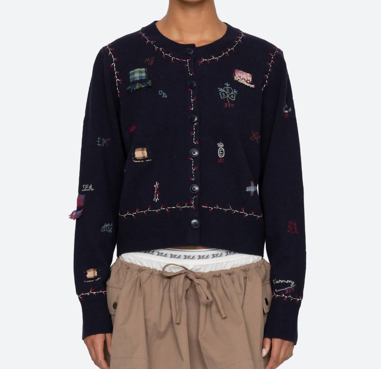 Sea - Claira Embroidered Knit Cardigan