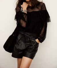 Ba&Sh - Mesh Raff Swiss Dot Ruffle Blouse