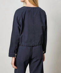 Lilla P Drawstring Waist Jacket in navy - women's jacket - detail view
