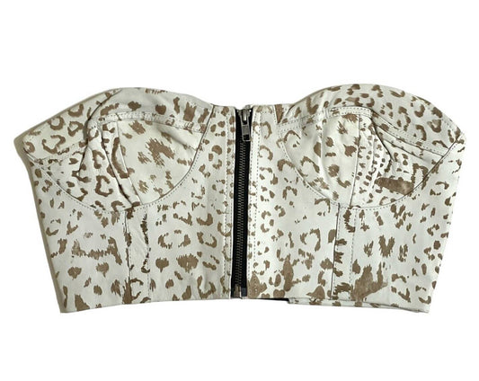 One Teaspoon - Women's Animal Print Leather Bustier Top