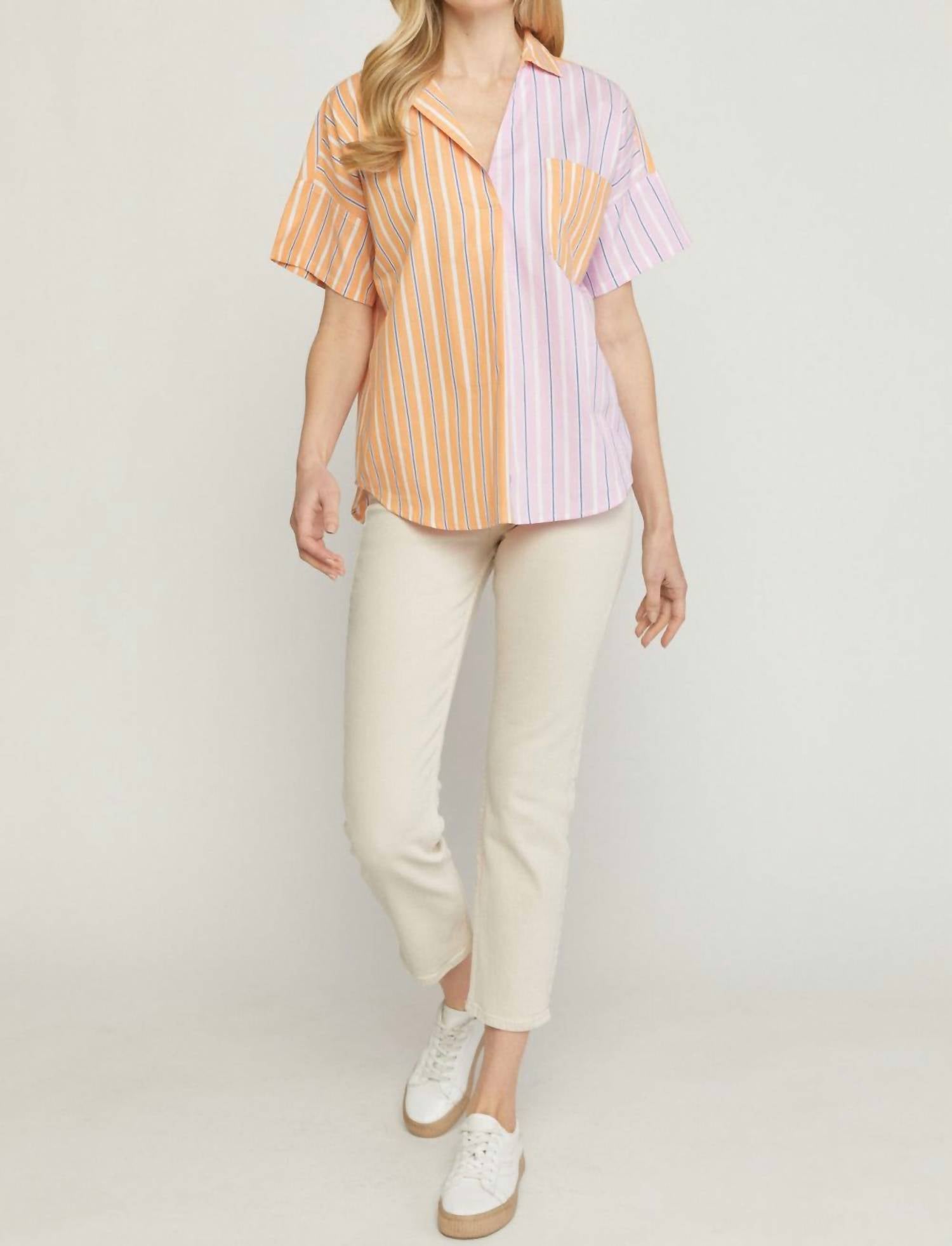Entro - Striped Color Block Top