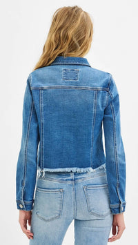 Risen - Irregular Frayed Hem Jean Jacket