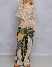 Pol - Round Neck Open Knit Crochet Sweater
