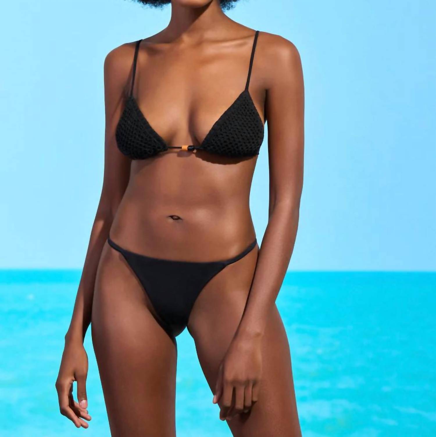 MAAJI Zen Sliding Triangle Bikini Top in midnight black - women's swimwear