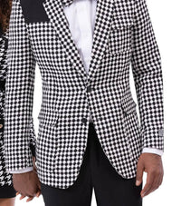 Kent & Park Fashion Suit With Pants And Matching Bowtie in houthstooth black white - men's jacket