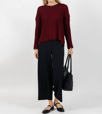 Terra - Contrast Stitch And Rib Sweater