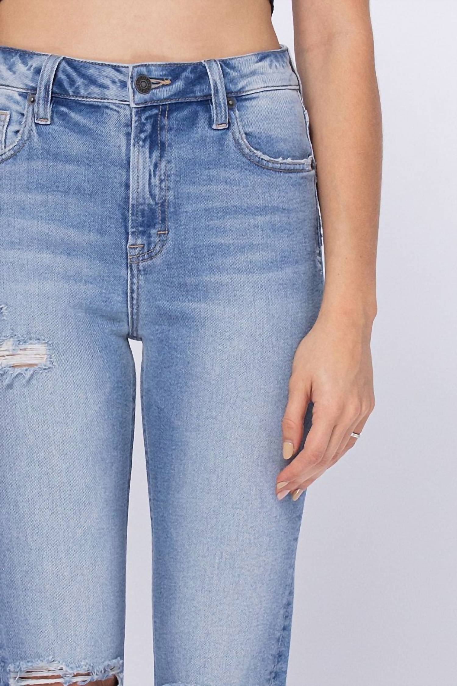 Hidden - High-rise Classic Distressed Mom Jean