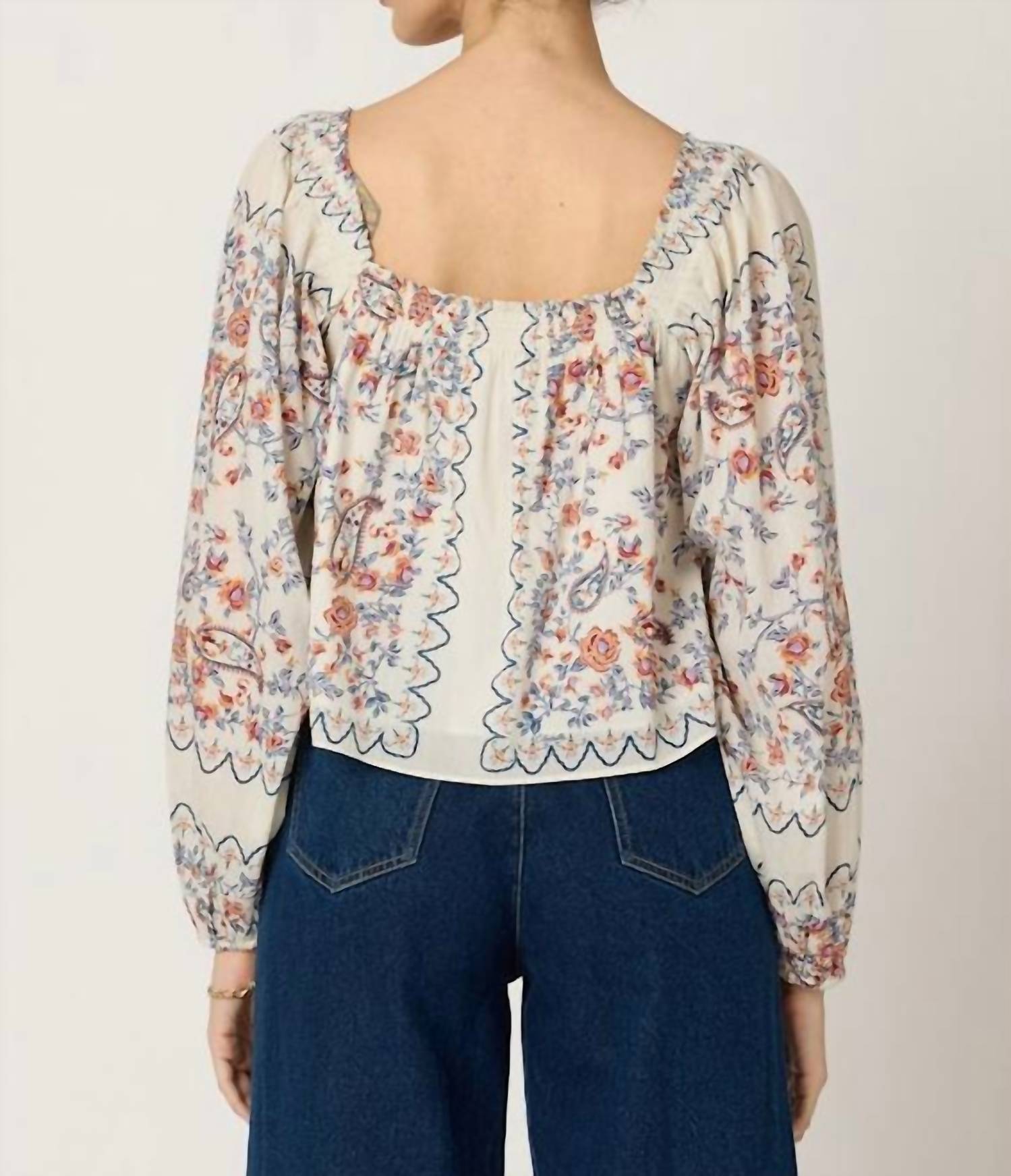 Cleobella Lucille Off The Shoulder Blouse in la ramos - women's blouse - detail view