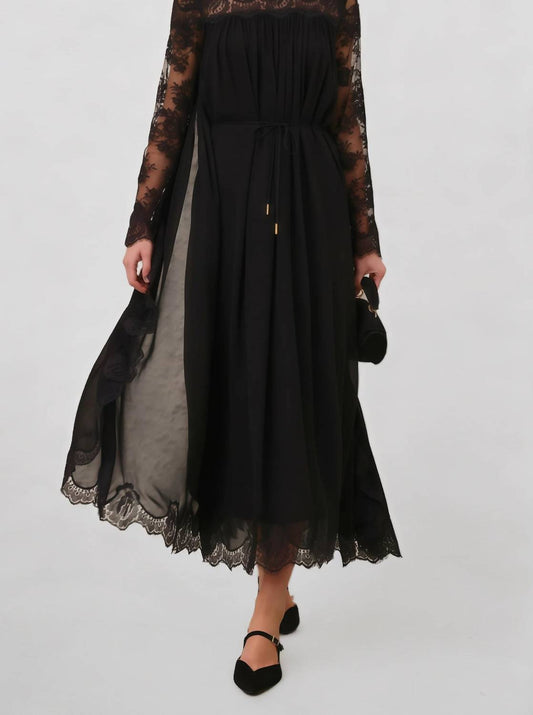 Relvoux - Women's Clea Semi Sheer Lace Midi Dress