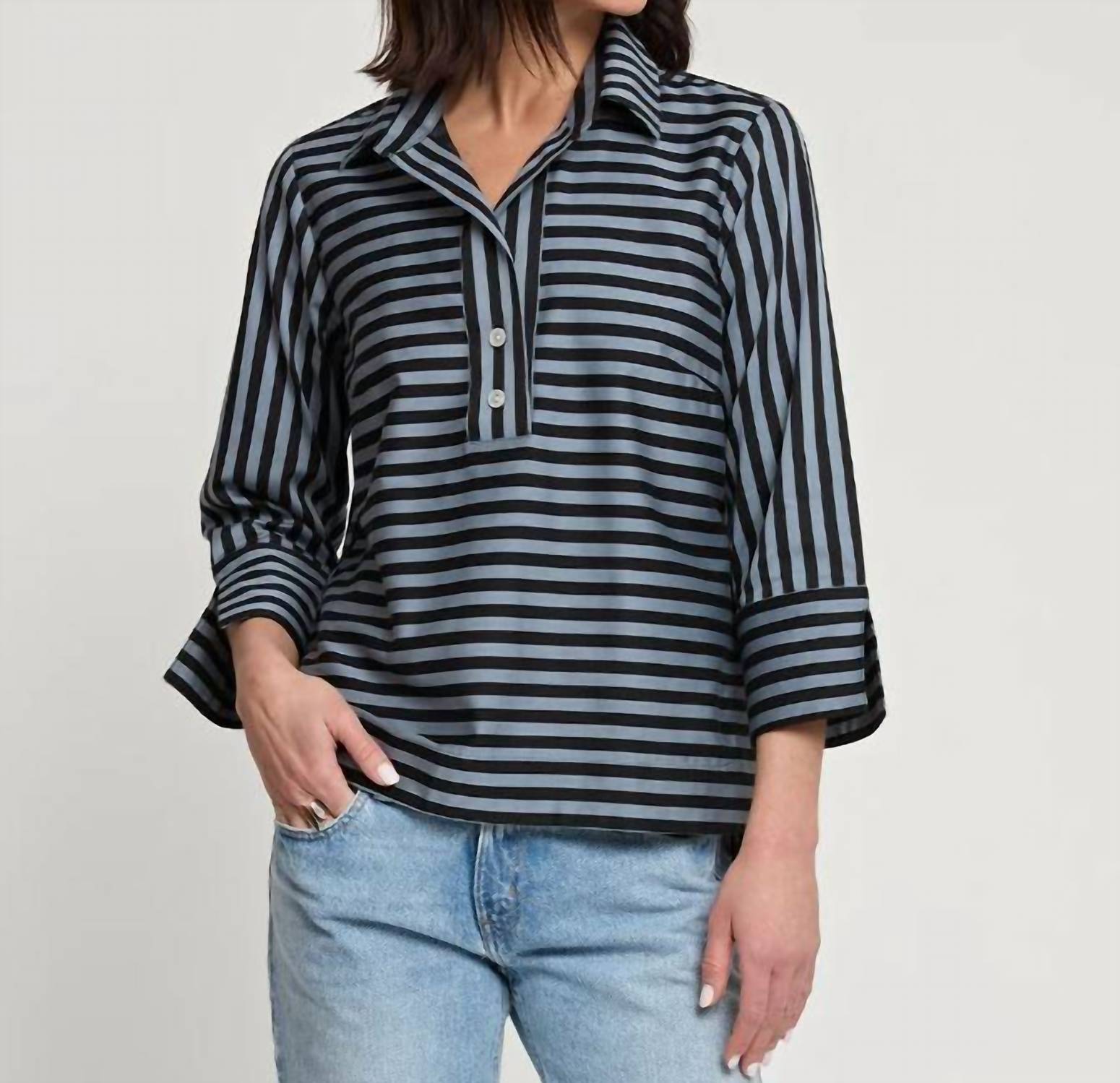 Hinson Wu - Aileen Quarter Sleeve Stripe Top