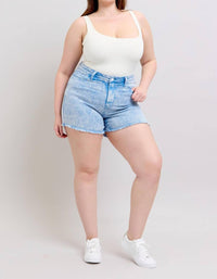 Judy Blue - Mid Rise Cyan Garment Dyed Shorts