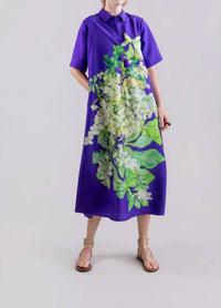 Psophia - Hydrangea Long Silk Dress