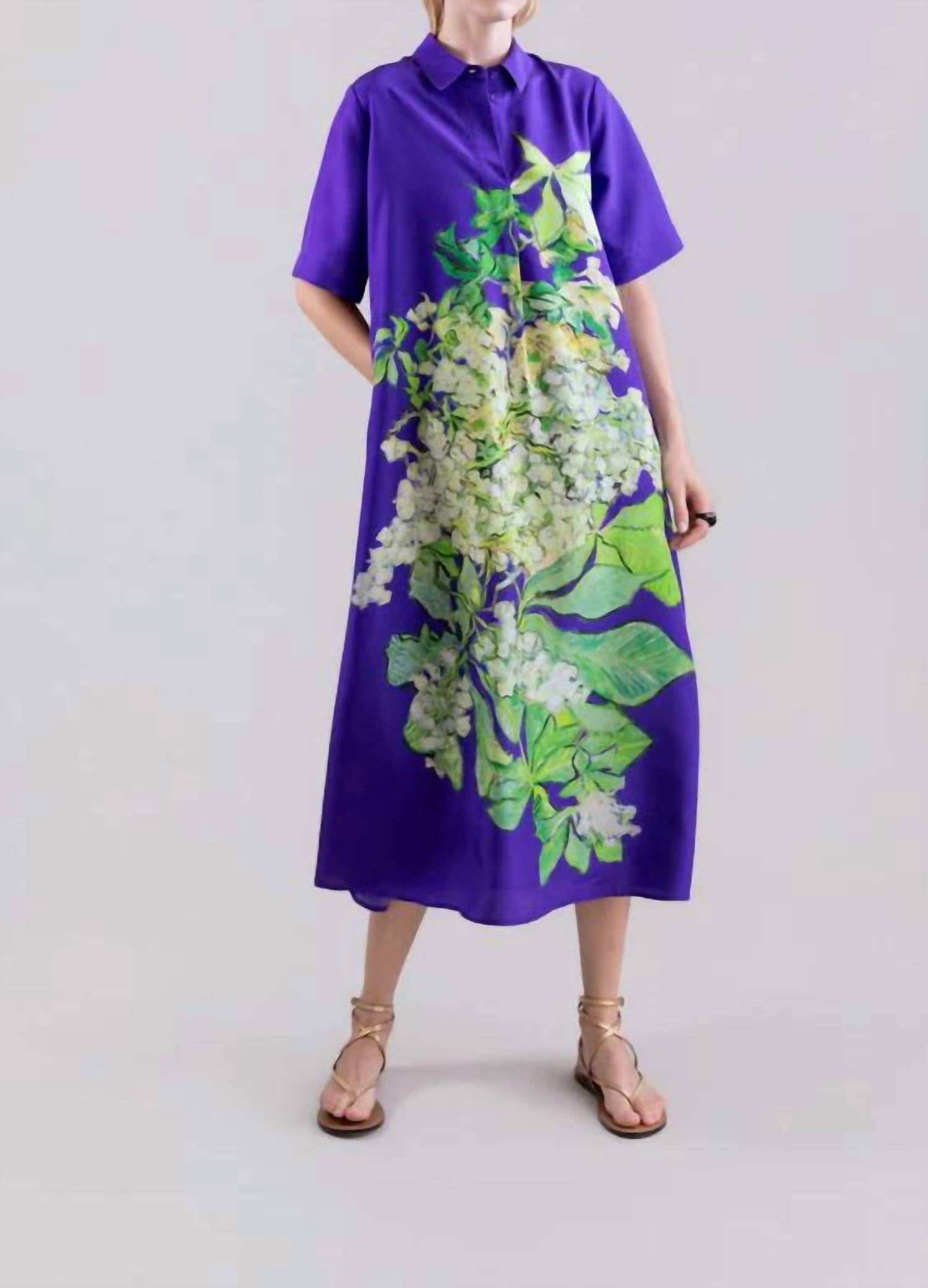 Psophia - Hydrangea Long Silk Dress