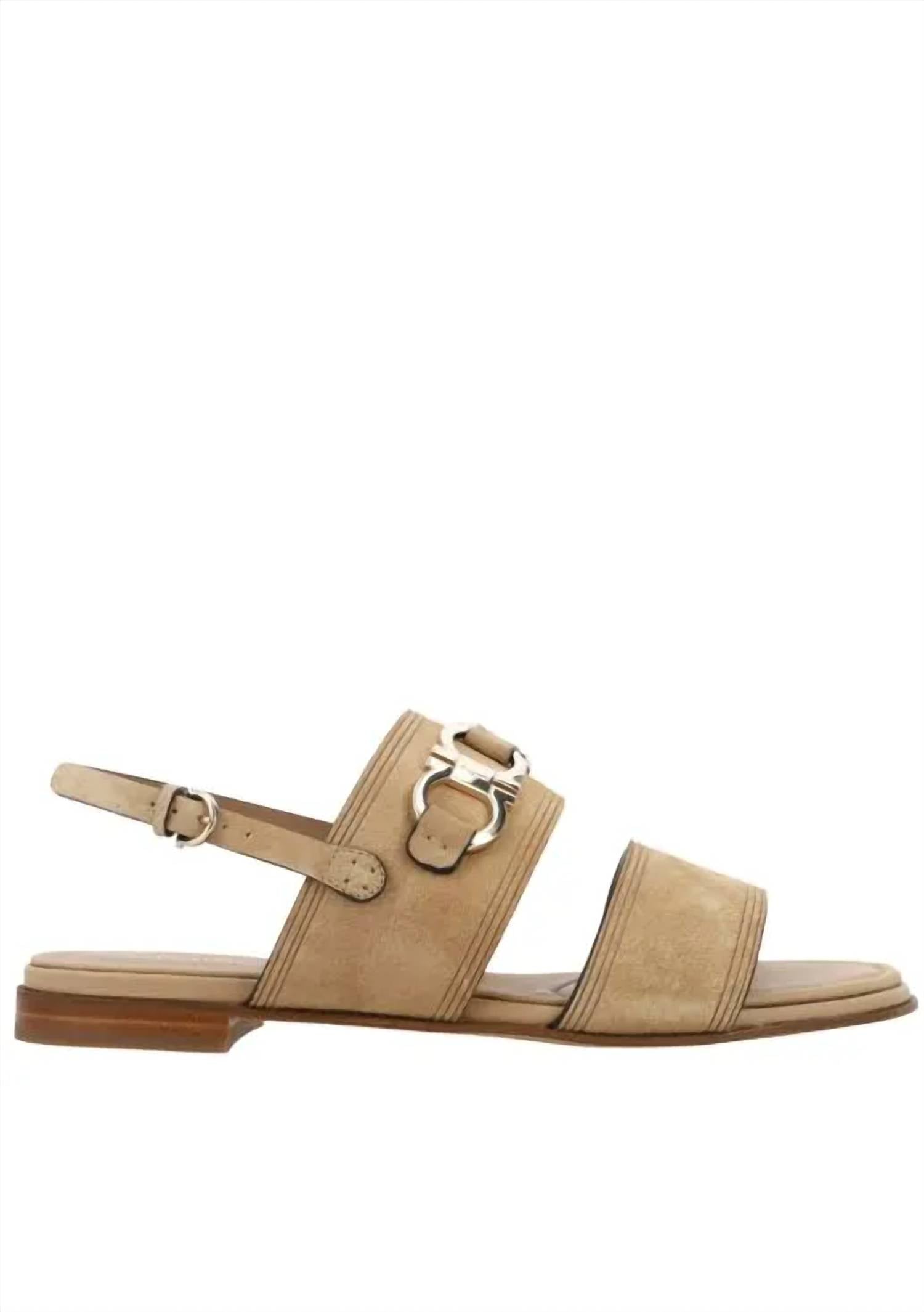 Salvatore Ferragamo - Women's Gancini Plaque Suede Sandals