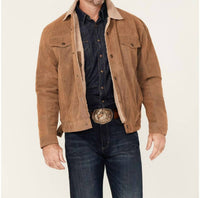 Cripple Creek - Men's Sherpa Lined Suede Trucker Jacket