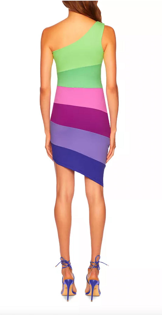 Susana Monaco - Colorblock One Shoulder Mini Dress