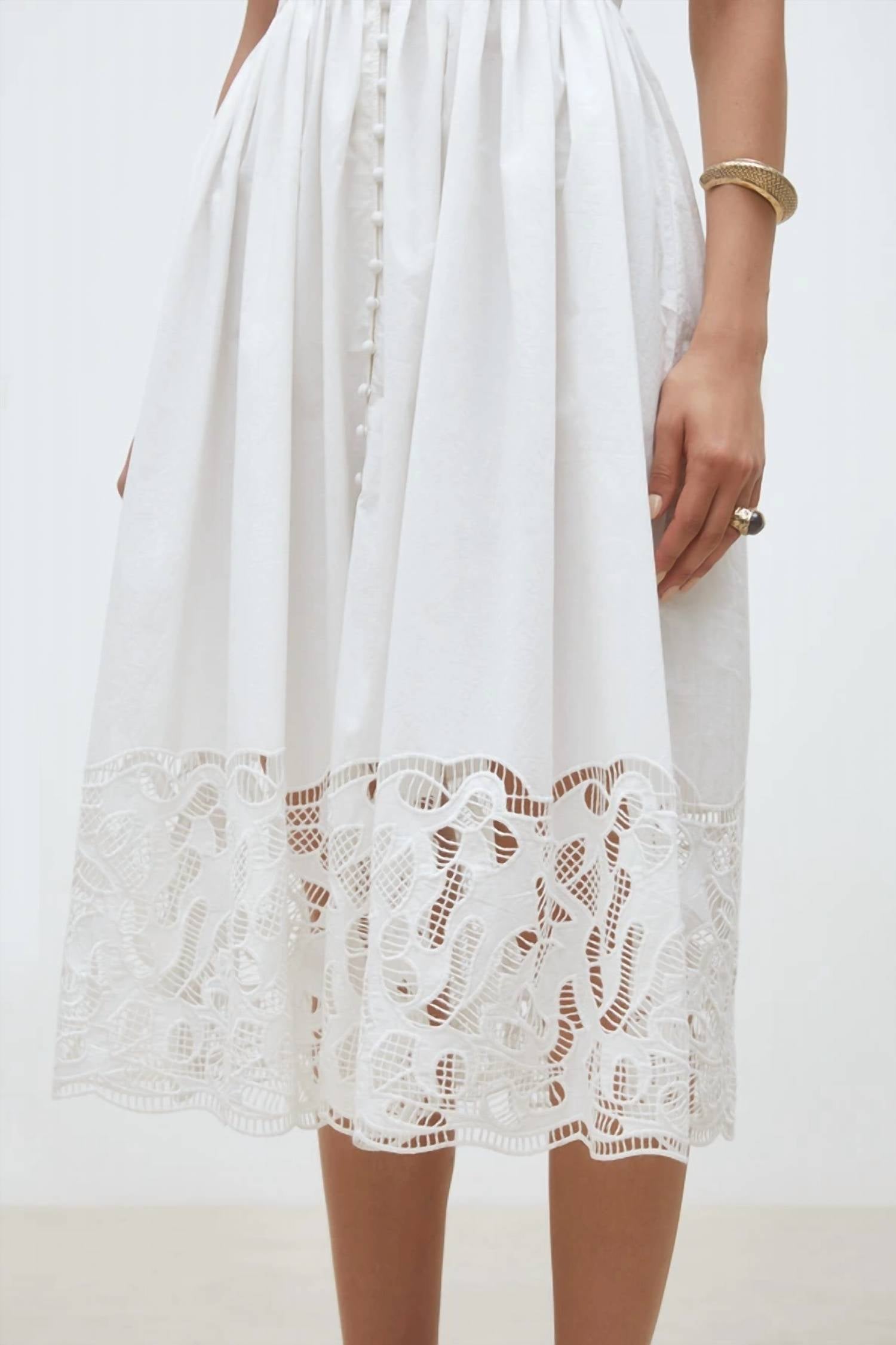 Suncoo - Cecily Embroidered Poplin Midi Dress