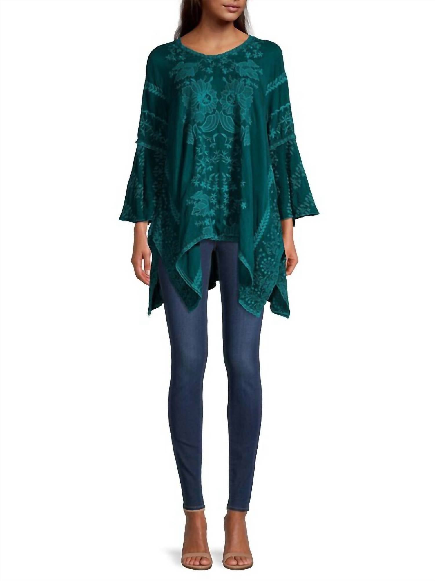 Johnny Was Temperty Loralai Tunic in lakeside - women's shirt - detail view