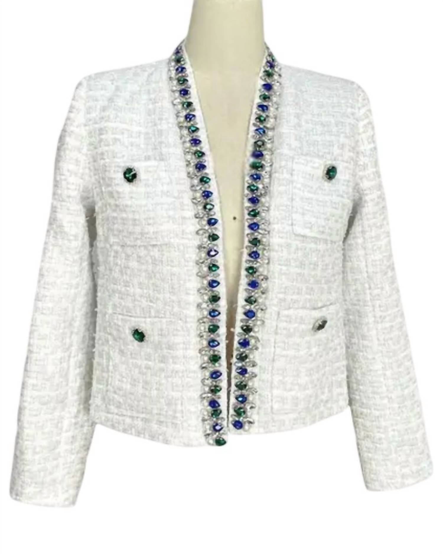 Xhhh Inc - CROPPED JACQUARED OPEN FRONT JACKET