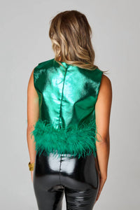 Buddylove - Queenie Metallic Feather Trim Top