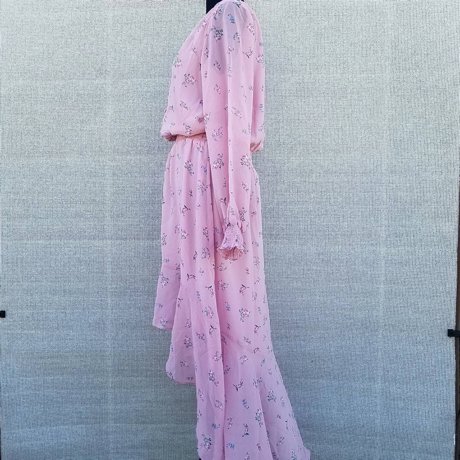 1.State - Asymmetrical Long Sleeves Floral Dress