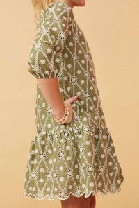 Hayden La - Eyelet And Crochet Patterned Scallop Dress